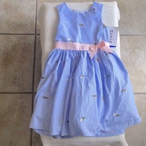 NWT Beautiful blue and white stripe dress with delicate embroidered flowers